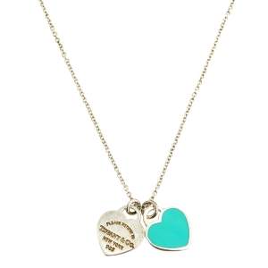 Pre Owned Tiffany & Co. Return to Tiffany Mini Double Heart Tag Pendant Necklace