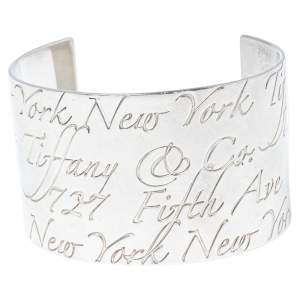 Pre Owned TIFFANY & CO. Notes Silver Wide Cuff Bracelet