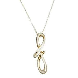 Pre Owned Tiffany & Co. Elsa Peretti Alphabet F Silver Pendant Necklace.