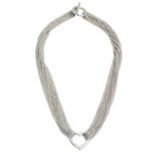Pre Owned Tiffany & Co. Sterling Silver Open Heart Multi Chain Toggle Necklace 