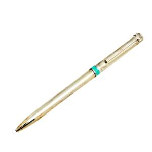مملوكة مسبقًا Tiffany & Co. Silver Blue Accent T-clip Ballpoint Pen