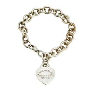 Pre Owned Tiffany & Co. Return to Tiffany Heart Tag Silver Bracelet