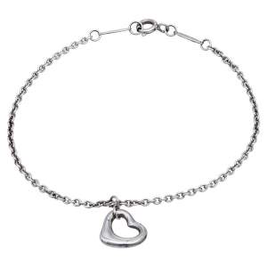 Pre Owned Tiffany & Co. Elsa Peretti Open Heart Silver Charm Bracelet