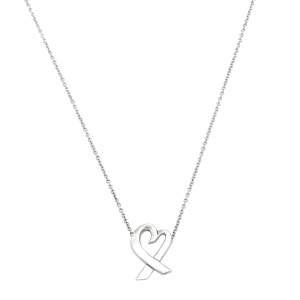 Pre Owned Tiffany & Co. Paloma Picasso Heart Pendant Silver Chain Necklace