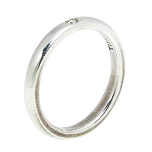 Pre Owned Tiffany & Co. Elsa Peretti Diamond Sterling Silver Band Ring Size 51