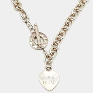 Pre Owned Tiffany & Co. Heart Tag Silver Chain Link Toggle Necklace