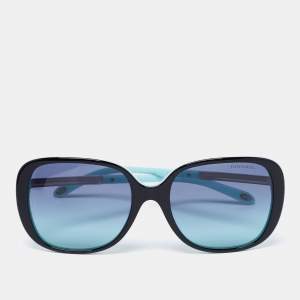 Pre Owned Tiffany & Co. Black/Blue TF 4137-B Rectangle Gradient Sunglasses