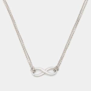 Pre Owned Tiffany & Co. Sterling Silver Infinity Pendant Double Chain Necklace