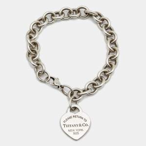 Pre Owned Tiffany & Co. Return to Tiffany Heart Tag Sterling Silver Charm Bracelet