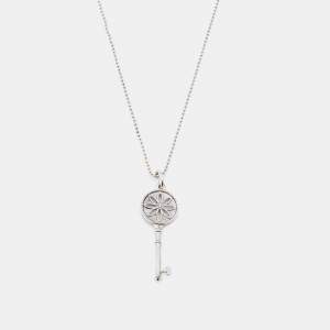 Pre Owned Tiffany & Co. Daisy Key Sterling Silver & Diamond Pendant Necklace