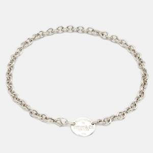 Pre Owned Tiffany & Co. Return to Tiffany Oval Tag Silver Choker Necklace