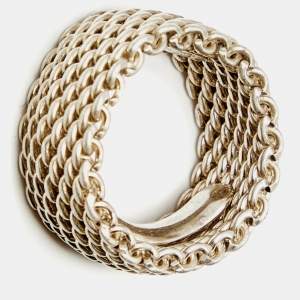 Pre Owned Tiffany & Co. Somerset Sterling Silver Mesh Ring Size 53