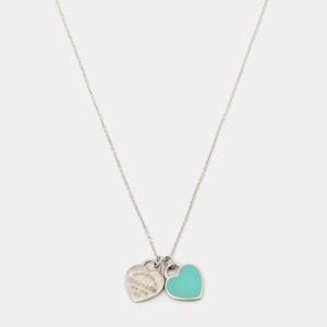 Pre Owned Tiffany & Co. Return To Tiffany  Enamel Heart Tag Sterling Silver Necklace