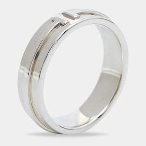 Pre Owned Tiffany & Co. Sterling Silver Tiffany T Band Ring Size EU 61