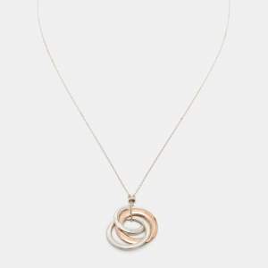 Pre Owned Tiffany & Co. Sterling Silver Rubedo Interlocking Circles Pendant Necklace