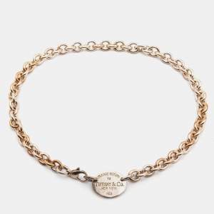 Pre Owned Tiffany & Co. Sterling Silver Return to Tiffany Oval Tag Choker Necklace
