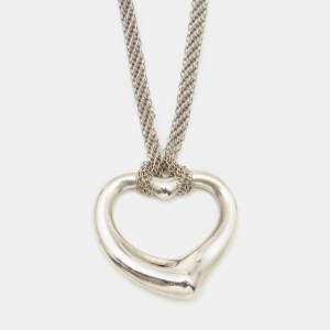 Tiffany & Co. Elsa Peretti Sterling Silver Open Heart Pendant Necklace