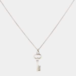 Tiffany & Co. Mini Oval Key Sterling Silver Pendant Necklace