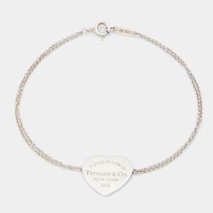 Tiffany & Co. Return To Tiffany Heart Tag Double Chain Sterling Silver Bracelet