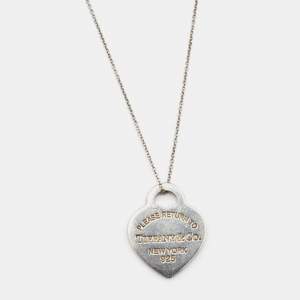 Tiffany & Co. Return To Tiffany Sterling Silver Enamel Heart Tag Pendant Necklace