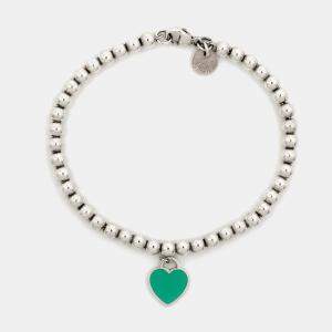 Tiffany & Co. Return to Tiffany Heart Tag Enamel Sterling Silver Beads Bracelet   