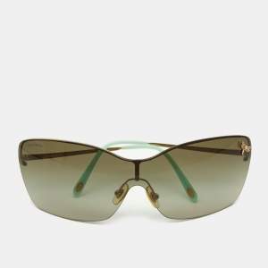 Tiffany & Co. Green/Gold Tone TF3030-B Dragonfly Embellished Shield Sunglasses