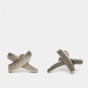 Tiffany & Co. Paloma Picasso Graffiti X Silver Stud Earrings