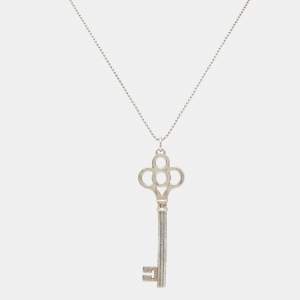 Tiffany & Co. Crown Key Sterling Silver Pendant Necklace