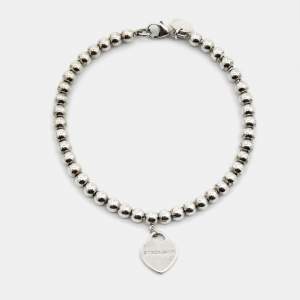Tiffany & Co. Return to Tiffany Sterling Silver Heart Charm Bead Bracelet