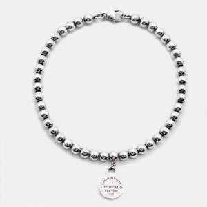 Tiffany & Co. Return To Tiffany Round Tag Sterling Silver Beaded Bracelet
