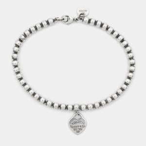 Tiffany & Co. Return to Tiffany Enamel Heart Tag Sterling Silver Beaded Bracelet
