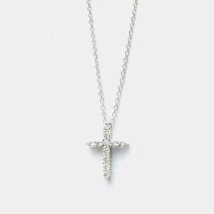 مملوكة مسبقًا Tiffany & Co. Platinum and Diamond Cross Pendant Necklace