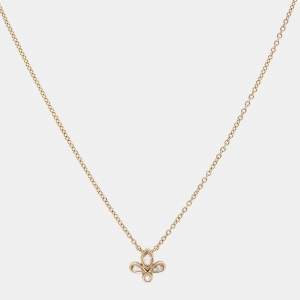 Pre Owned Tiffany & Co. Fleur De Lis Diamond 18k Yellow Gold Necklace