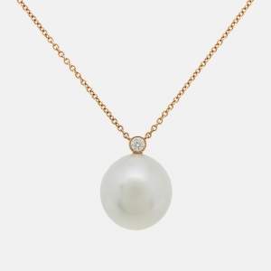 Tiffany & Co. Tiffany South Sea Nobel Cultured Pearl Diamond 18k Rose Gold Necklace