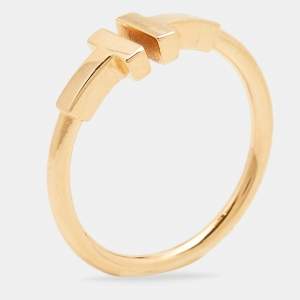 Pre Owned Tiffany & Co. Tiffany T Wire 18k Rose Gold Ring Size 53