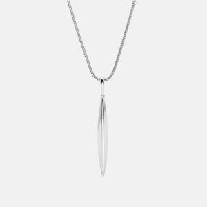 Tiffany & Co. Feather Pendant 18k White Gold Snake Chain Pendant Necklace