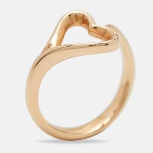 Pre Owned Tiffany & Co.  Elsa Peretti 18K Yellow Gold Open Heart Ring Size 50