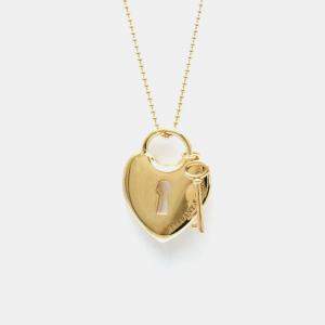Tiffany & Co. 18K Pink Gold  No Stone Heart Key Pendant Necklace