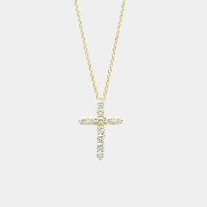Tiffany & Co. 18K Yellow Gold Diamond Cross Pendant Necklace