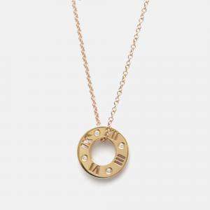 Pre Owned Tiffany & Co. 18K Rose Gold and Diamond Atlas Pendant Necklace