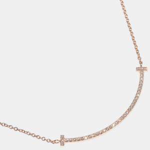 Tiffany & Co. 18K Rose Gold and Diamond T Smile Pendant Necklace