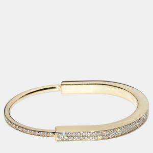 Tiffany & Co. 18K Yellow Gold and Diamond Lock Bangle Bracelet