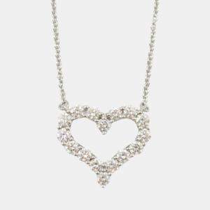 Tiffany & Co. Platinum Diamond Heart Necklace Clear Natural Material