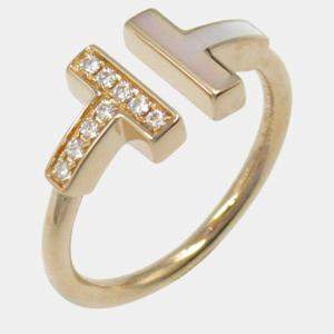 Tiffany & Co. 18K Rose Gold and Diamond T Wire Band Ring EU 53