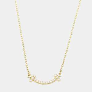 Tiffany & Co. T Smile Mini Diamond Necklace 18k Yellow Gold Metal