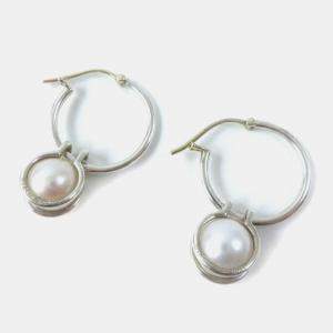 Tiffany & Co Pearl Hoop Earrings Sv925 Silver Silver Metal