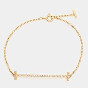 Pre Owned Tiffany & Co. T Smile Diamond 18k Yellow Gold Bracelet