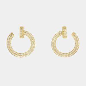 Tiffany & Co. 18K Yellow Gold and Diamond T One Open Hoop Earrings