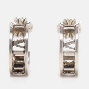Tiffany & Co. Silver 925 Atlas Roman Numeric Hoop Earrings