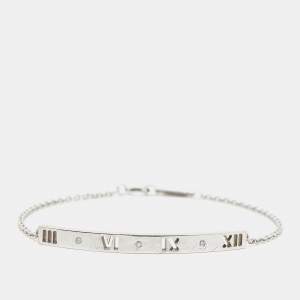 Tiffany & Co. Atlas Pirced Bar Diamonds 18k White Gold Bracelet
